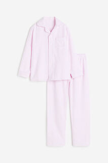 Хлопково-фланелевая пижама H&amp;M, розовый H&M