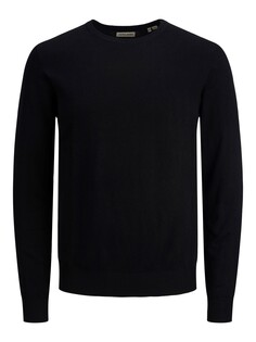 Лонгслив Jack &amp; Jones Dünner Langarm Strickpullover Rundhals Basic Sweater JJEEMIL, черный