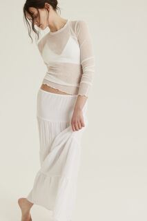 Длинная многоярусная юбка H&amp;M, белый H&M