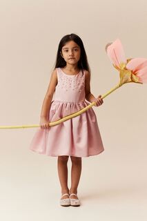 Атласное платье с жемчугом H&amp;M, розовый H&M