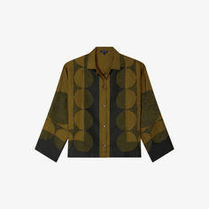 Шелковая рубашка с длинными рукавами и графичным принтом aragon Soeur, цвет kaki/noir