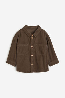 Рубашка из хлопкового вельвета H&amp;M, коричневый H&M