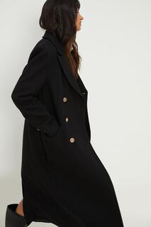 Двубортное пальто макси в стиле милитари Dorothy Perkins, черный