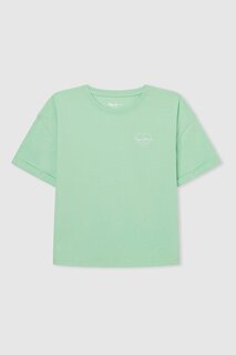 Хлопковая футболка с заниженными рукавами Pepe Jeans London, зеленый
