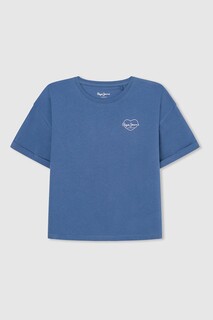Хлопковая футболка с заниженными рукавами Pepe Jeans London, синий