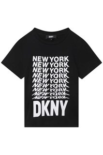 Хлопковая футболка с контрастным принтом Dkny, черный