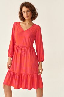 Платье с заостренным и цветочным узором Tatuum, красный