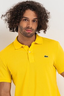 Приталенная футболка из пике с воротником Lacoste, желтый