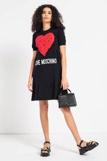 Платье с логотипом и вырезом на подоле Love Moschino, черный