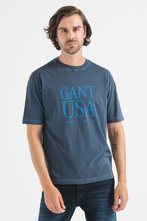 Хлопковая футболка с логотипом Gant, синий