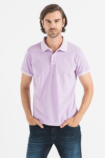 Хлопковая футболка пике с воротником Gant, фиолетовый