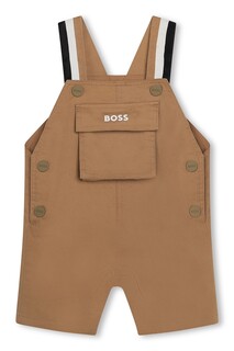 Комбинезон с карманом и квадратным вырезом Boss Kidswear, коричневый