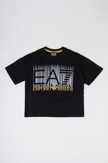 Хлопковая футболка с логотипом Ea7, черный