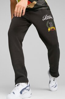 Спортивные брюки Hoops с манжетами на молнии Puma, черный