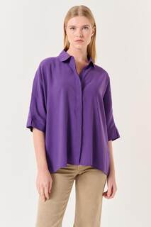 Рубашка из модала с заниженными рукавами Jimmy Key, фиолетовый