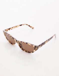 Солнцезащитные очки Topshop Fern Skinny Angled Cat Eye, коричневый