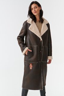 Пальто из эко-шерсти с аппликациями Tatuum, коричневый