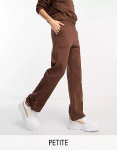 Спортивные брюки тредбаре Petite Maddy со вставками и кнопками шоколадного цвета Threadbare