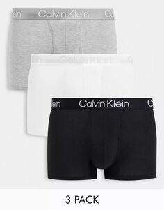Комплект из 3 трусов Modern Structure черного/белого/серого цвета от Calvin Klein