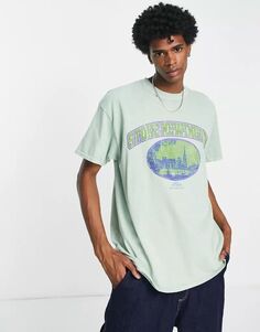 Зеленая футболка с университетским принтом Vintage Supply Stoke Newington