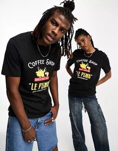 Черная футболка PUMA с графическим принтом Coffee Shop Le Puma