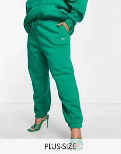 Малахитово-зеленые джоггеры оверсайз с высокой посадкой и маленьким логотипом Nike Plus