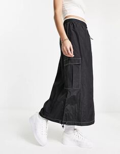 Черная юбка миди с парашютом и карманами-карго Wednesday&apos;s Girl