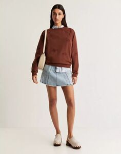 Коричневый свитер Scalpers с рельефным цветочным узором