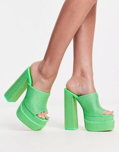 Эксклюзивные зеленые туфли-лодочки на платформе с украшением Public Desire Runaway