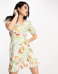 Льняное мини-платье &amp; Other Stories с ярким цветочным принтом