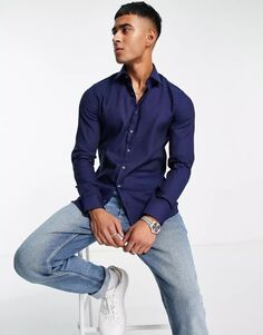 Темно-синяя рубашка узкого кроя Calvin Klein