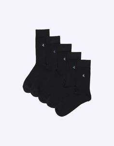 Набор из 5 черных носков River Island с вышивкой разного логотипа