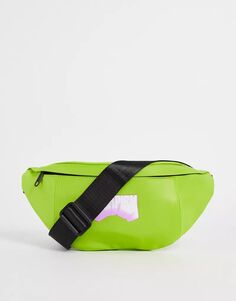 Ярко-зеленая нейлоновая поясная сумка с принтом Escapism ASOS — часть комплекта