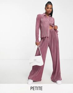 Фиолетовые широкие плиссированные брюки Glamorous Petite с принтом в горошек