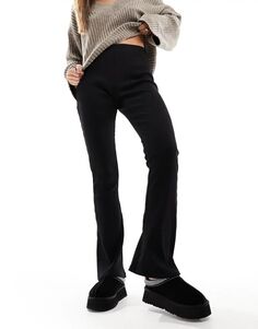 Черные расклешенные брюки в рубчик Miss Selfridge