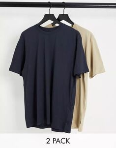 Набор из 2 футболок в каменном и темно-синем цветах Only &amp; Sons