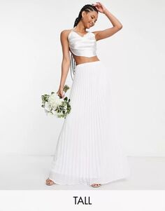 TFNC Высокая белая длинная плиссированная юбка для подружки невесты