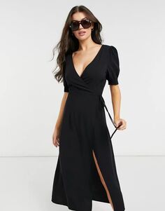 The Frolic Exclusive длинное черное пляжное платье с запахом