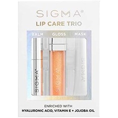 Sigma Beauty Lip Care Trio Кондиционирующая ночная маска для губ, pH-активируемый бальзам для губ и блеск для губ Увлажняющий уход за губами с гиалуроновой кислотой, витамином Е и маслом жожоба