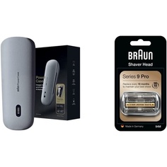 Зарядный чехол для электробритвы Braun PowerCase для бритв серий 9 и 8 с увеличенным на 50 % аккумулятором и сменной головкой 94M — серебристый