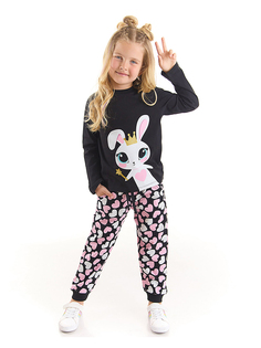 Спортивные брюки Denokids 2tlg Outfit Cute Bunny, цвет Schwarz/ Rosa