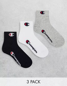 Комплект из трех носков до щиколотки Champion серого, белого и черного цвета
