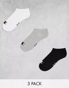 Набор из трех носков-кроссовок Champion серого, белого и черного цвета