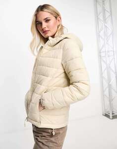 Утепленное пальто с капюшоном Pull&amp;Bear цвета экрю