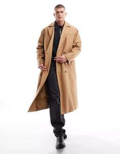 Свободное пальто из смесовой шерсти светло-коричневого цвета ASOS