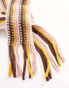 Вязаный узкий шарф в несколько полосок ASOS