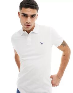 Abercrombie &amp; Fitch — рубашка-поло из пике белого цвета с тисненым логотипом