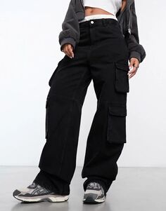 Доктор Деним – Donna – универсальные, свободные джинсы черного цвета с накладными карманами Dr Denim
