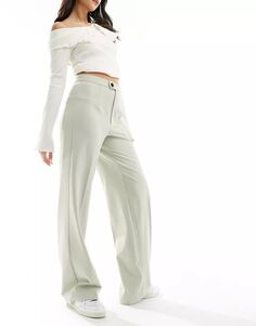 Pull&amp;Bear – Элегантные брюки бледно-хаки со складками и широким кроем