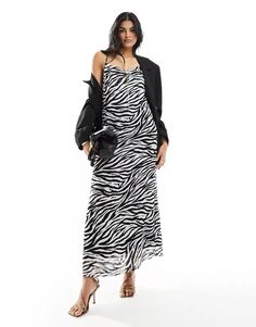 Облегающее платье макси с принтом «зебра» Object